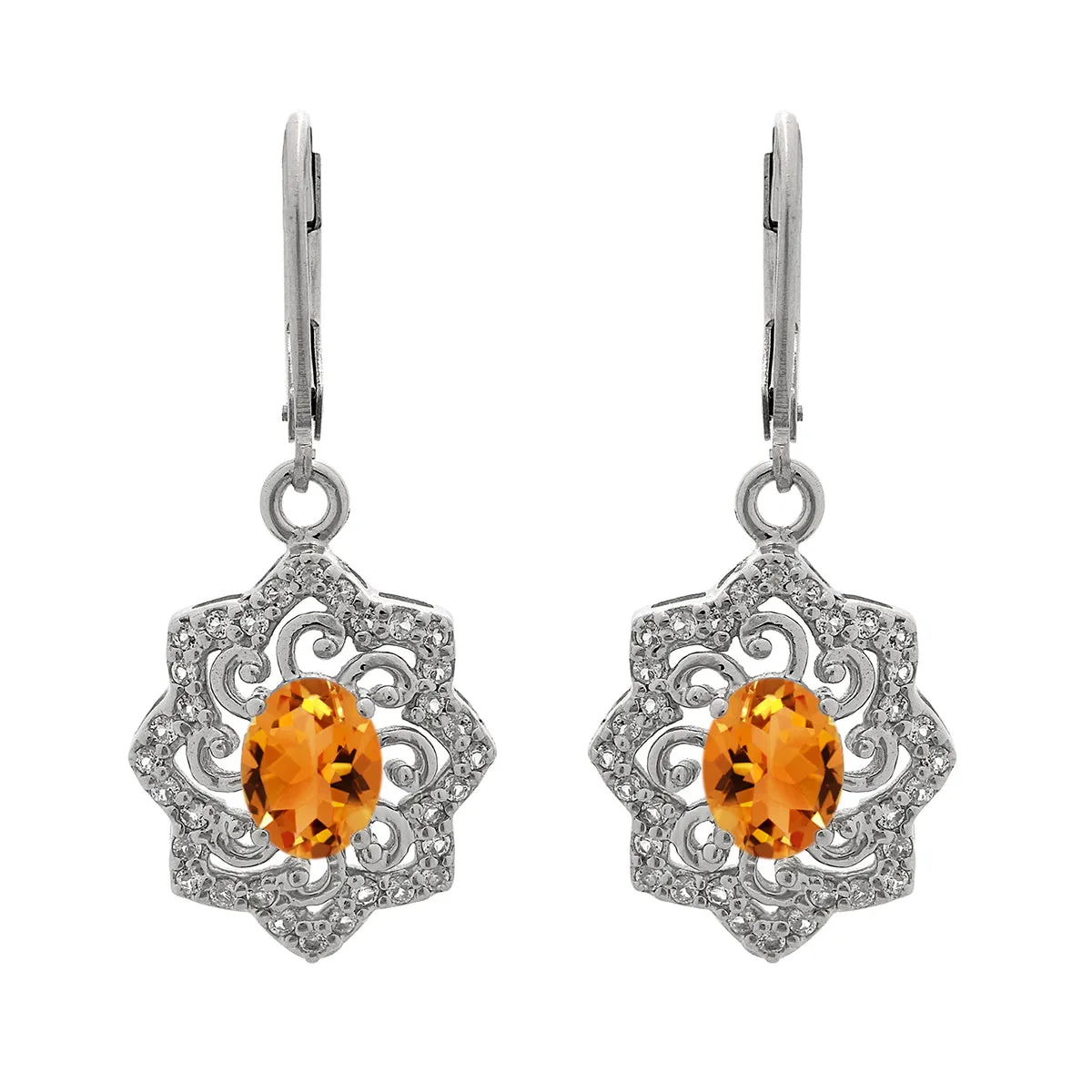 Oval 6X4 MM Art Deco Drop Multi Choice Gemstone 925 Sterling Silver Earring