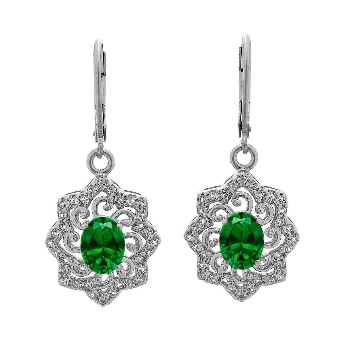Oval 6X4 MM Art Deco Drop Multi Choice Gemstone 925 Sterling Silver Earring
