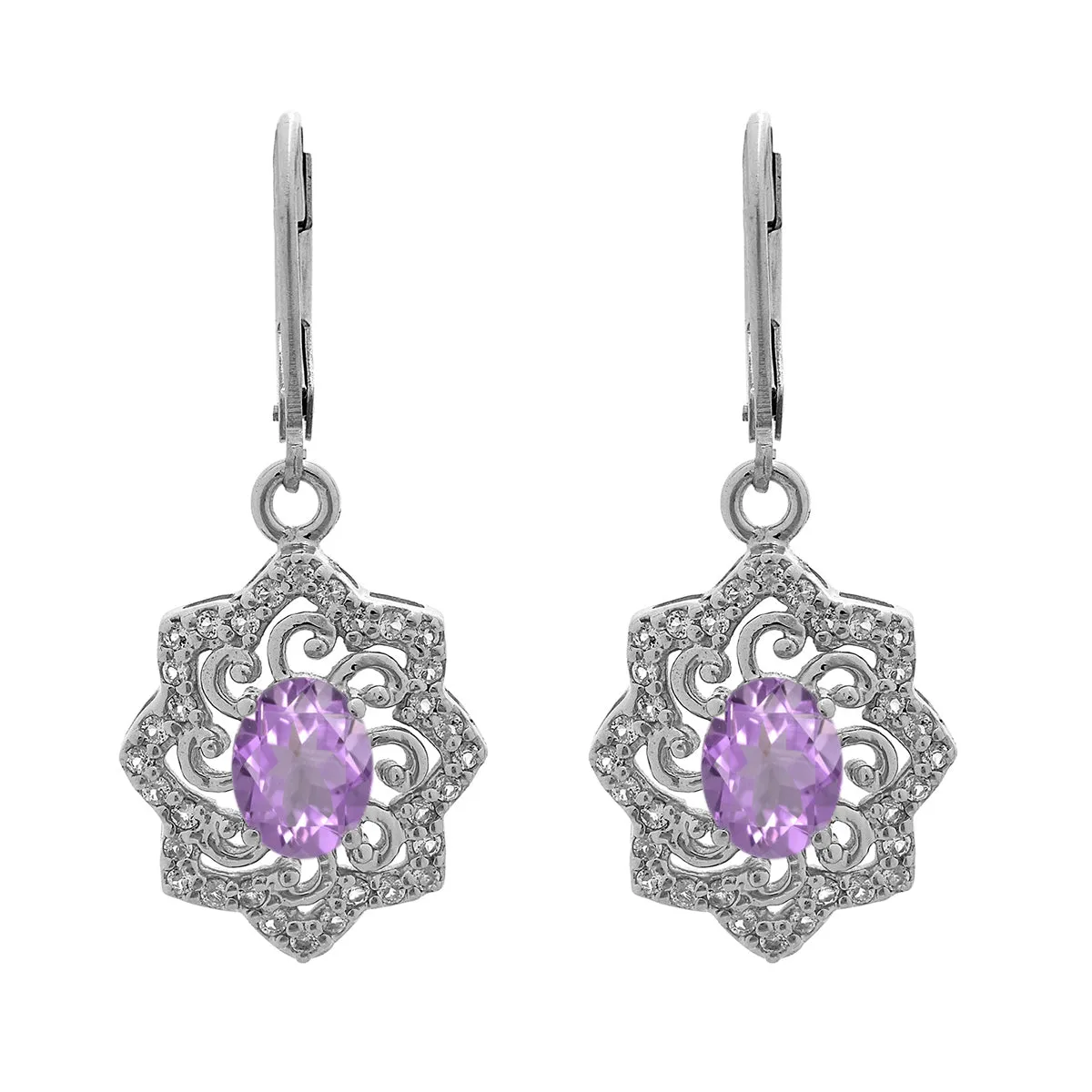 Oval 6X4 MM Art Deco Drop Multi Choice Gemstone 925 Sterling Silver Earring