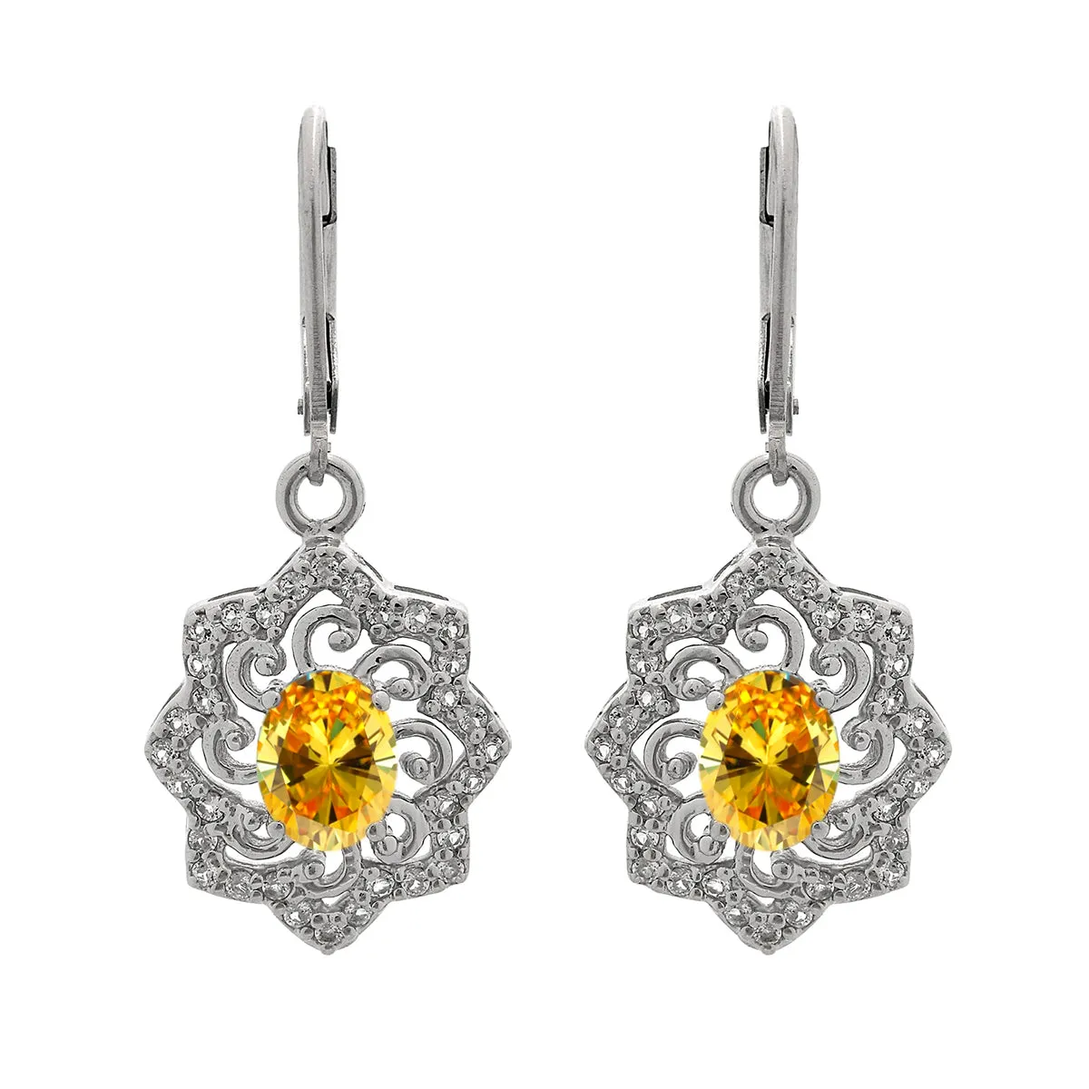 Oval 6X4 MM Art Deco Drop Multi Choice Gemstone 925 Sterling Silver Earring