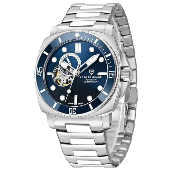 Pagani Design Silver Stainless Steel Blue Dial Automatic Watch for Gents - PD-1736