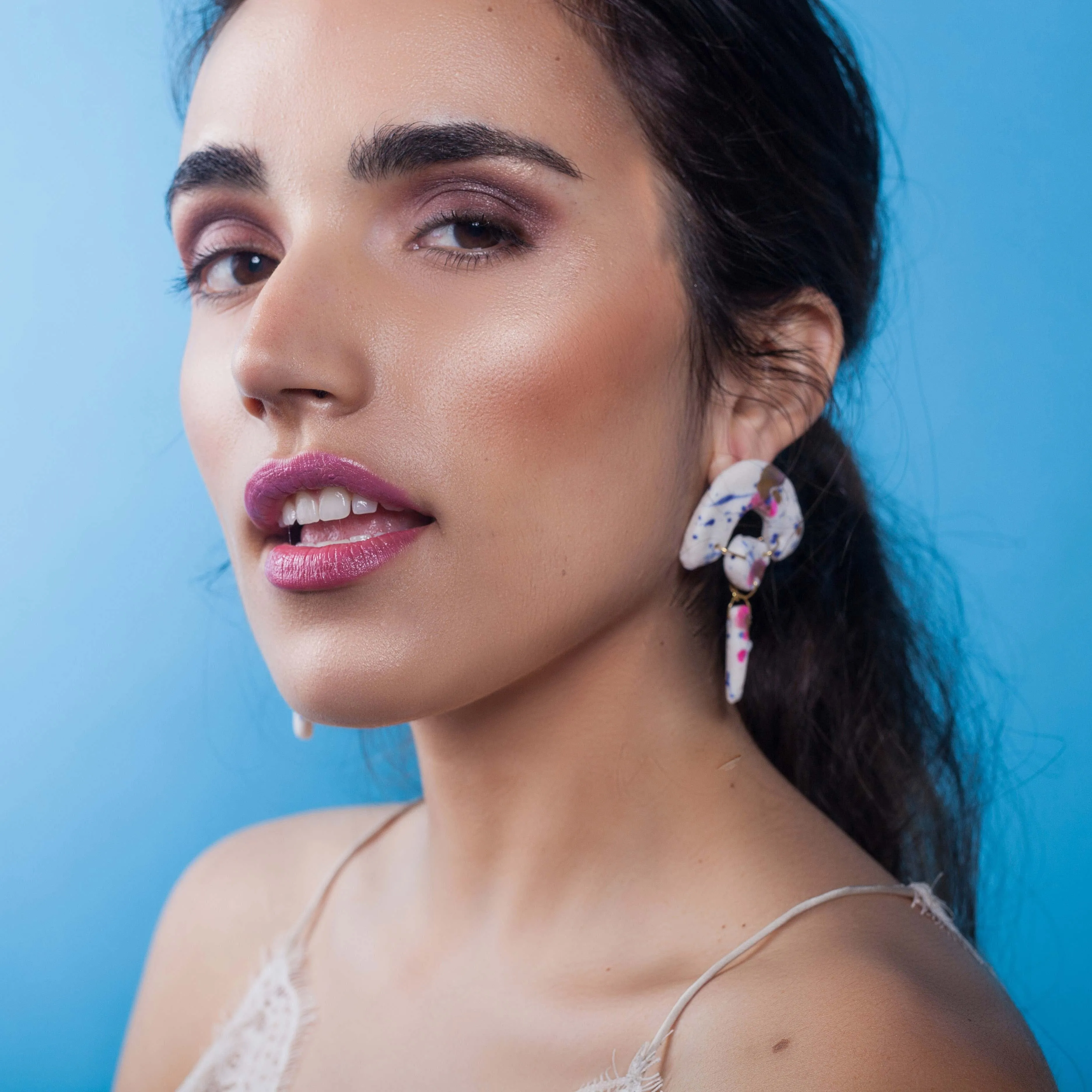 Palladium Eclipse Porcelain Earrings