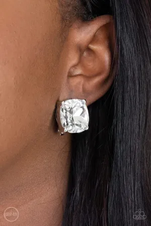 Paparazzi Bombshell Brilliance - White CLIP ON earrings