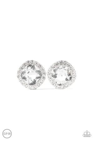 Paparazzi Diamond Duchess - White Clip-On