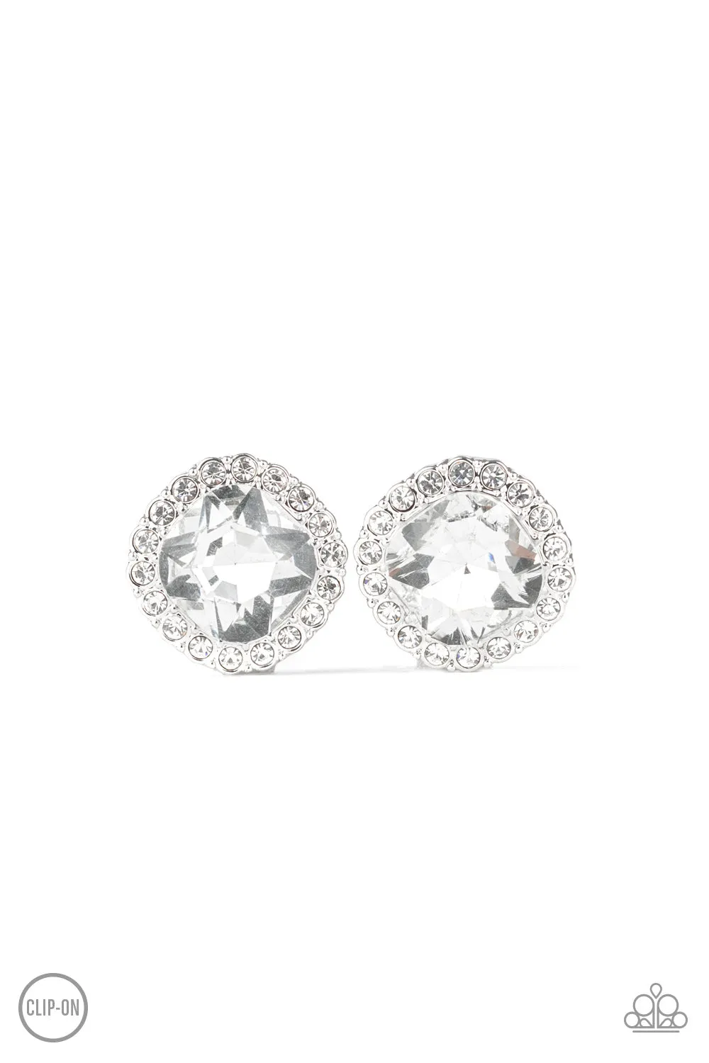 Paparazzi Diamond Duchess - White Clip-On