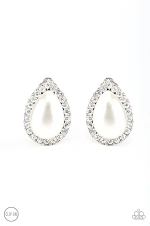 Paparazzi Old Hollywood Opulence - White Clip-On