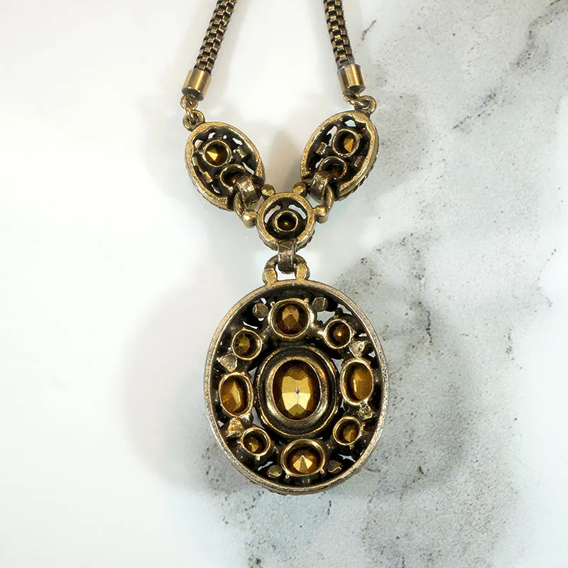 Parti-Colored Rhinestone Necklace & Earring Set