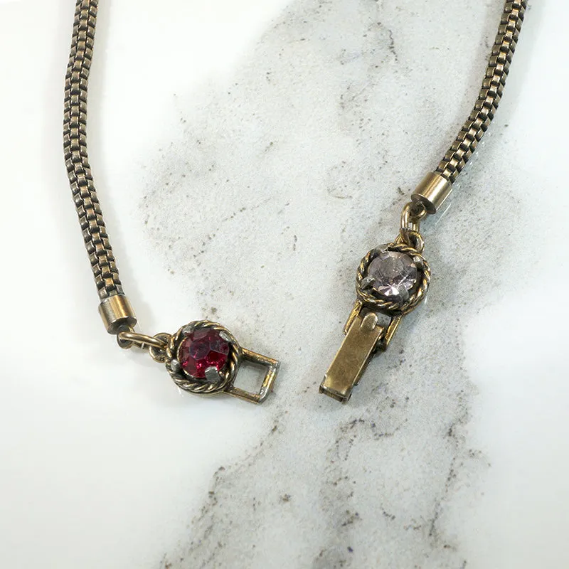 Parti-Colored Rhinestone Necklace & Earring Set