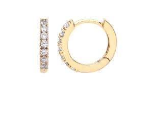 Pavé Huggie Hoop Earrings in Gold