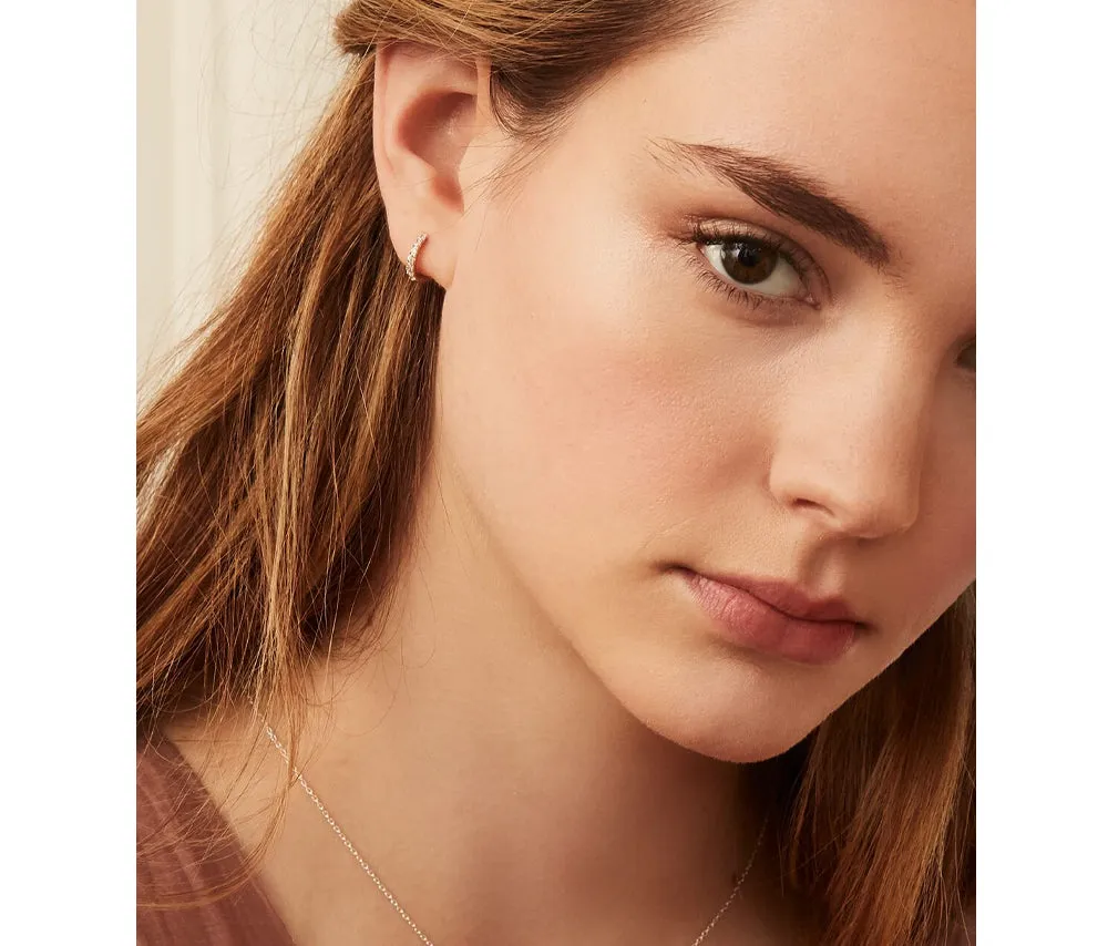 Pavé Huggie Hoop Earrings in Gold