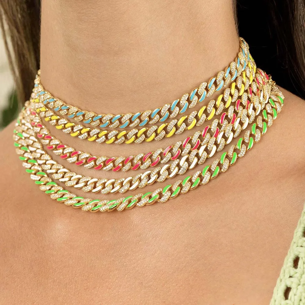 Pavé Neon Enamel Chain Link Choker