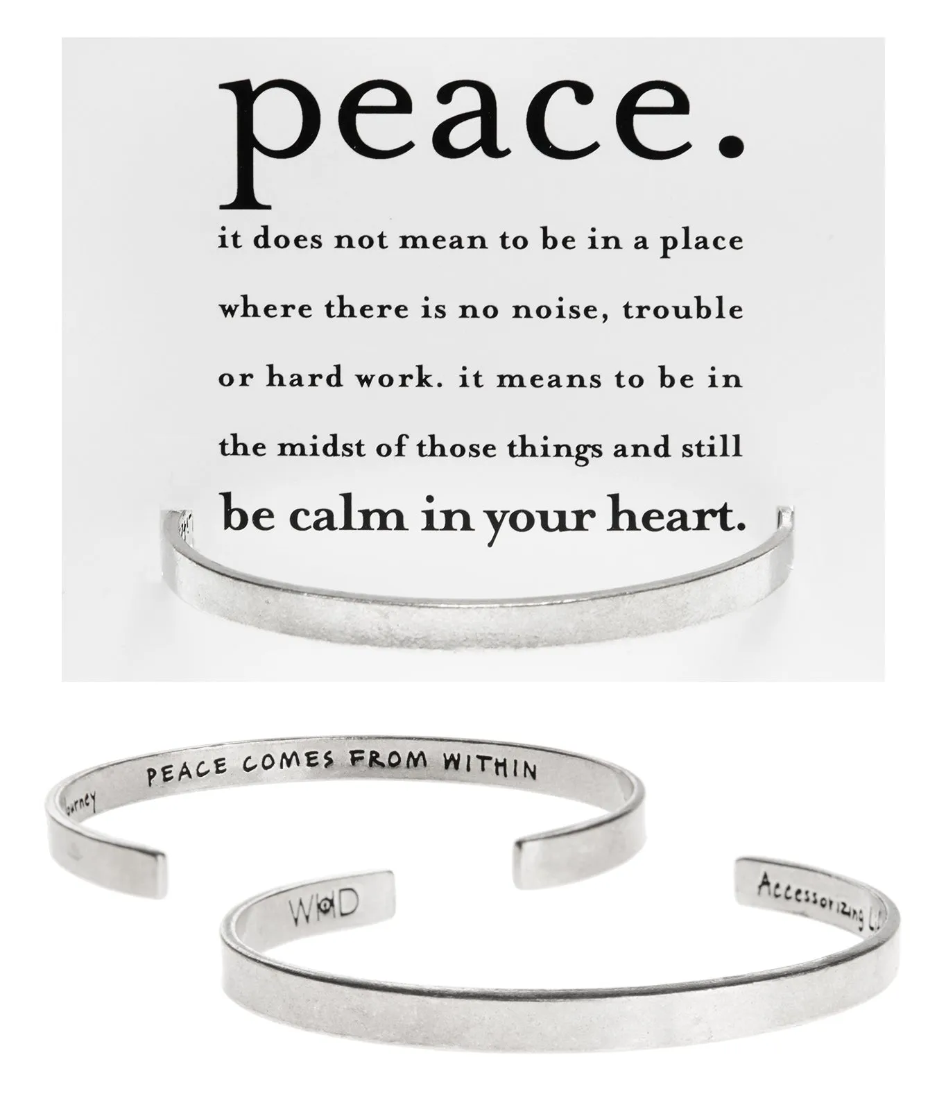 Peace Comes From Within Buddha Quotable Cuff Bracelet