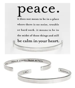 Peace Comes From Within Buddha Quotable Cuff Bracelet