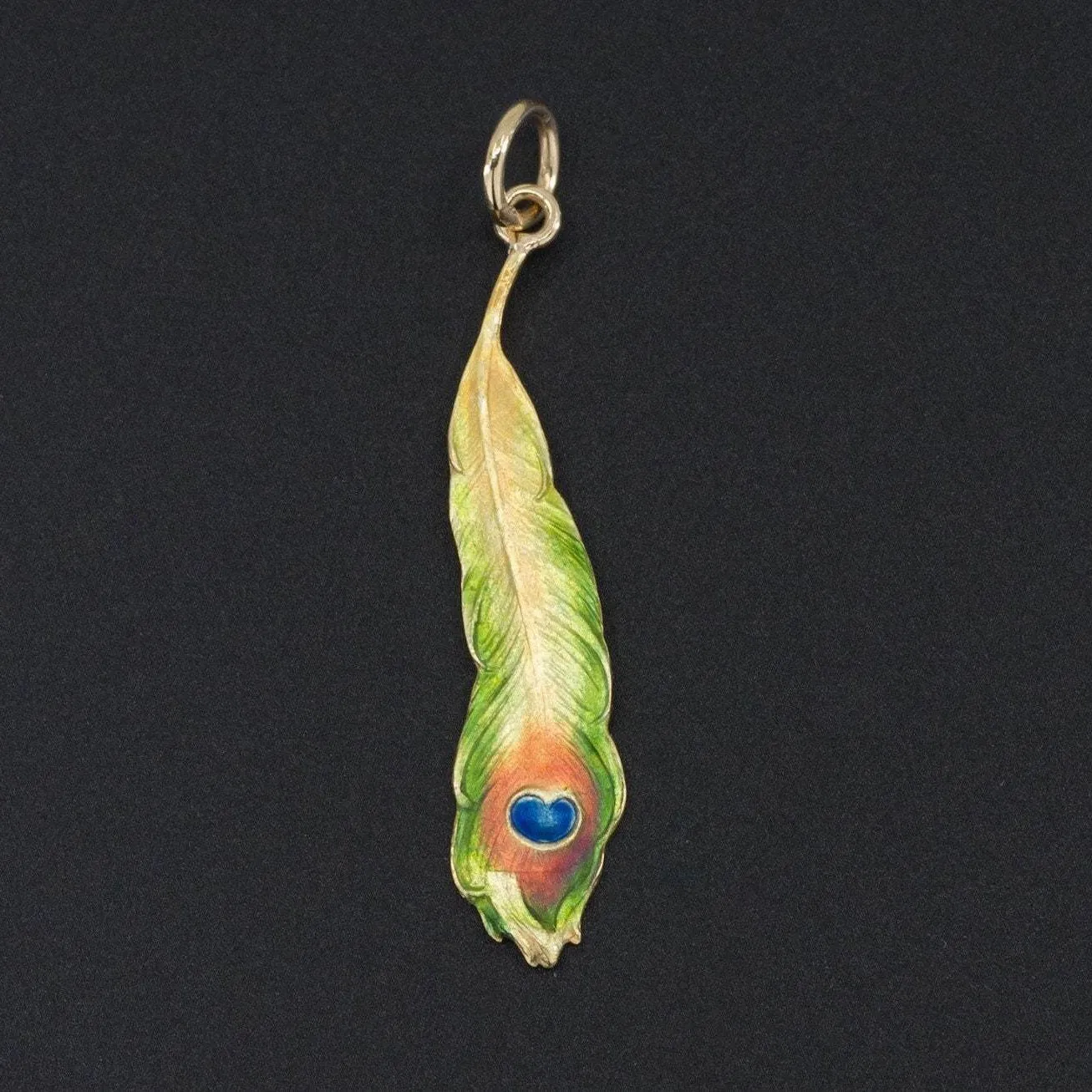 Peacock Feather Pendant | Antique Enamel Peacock Feather Pendant