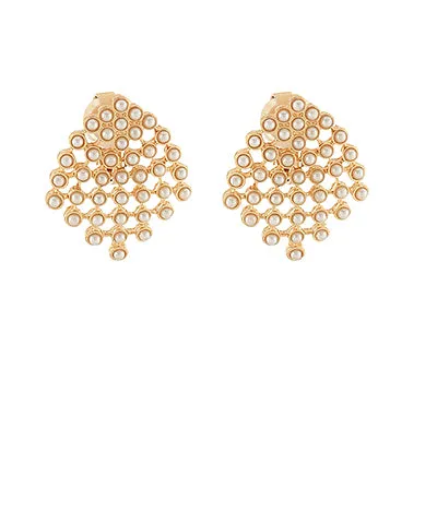 Pearl Cascade Clip On Earrings