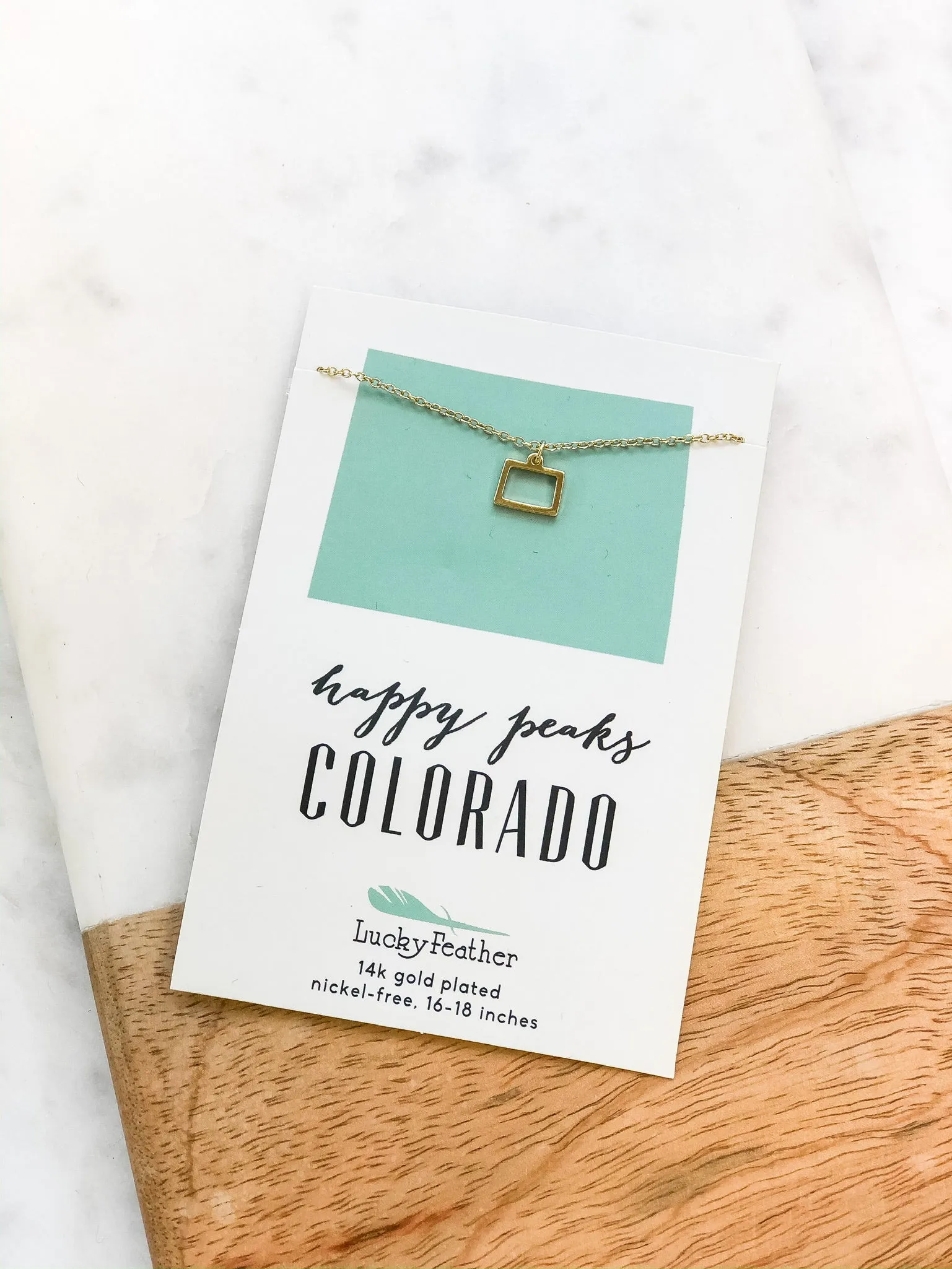 Petite State Outline Pendant Necklaces by Lucky Feather - Colorado
