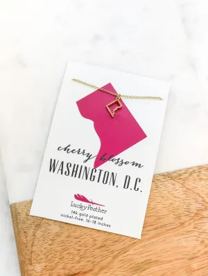 Petite State Outline Pendant Necklaces by Lucky Feather - DC