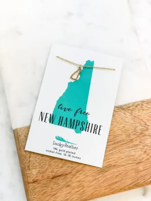 Petite State Outline Pendant Necklaces by Lucky Feather - New Hampshire
