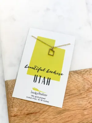 Petite State Outline Pendant Necklaces by Lucky Feather - Utah