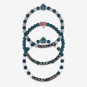 Philadelphia Eagles Super Bowl LIX Champions 3 Pack Beaded Friendship Bracelet