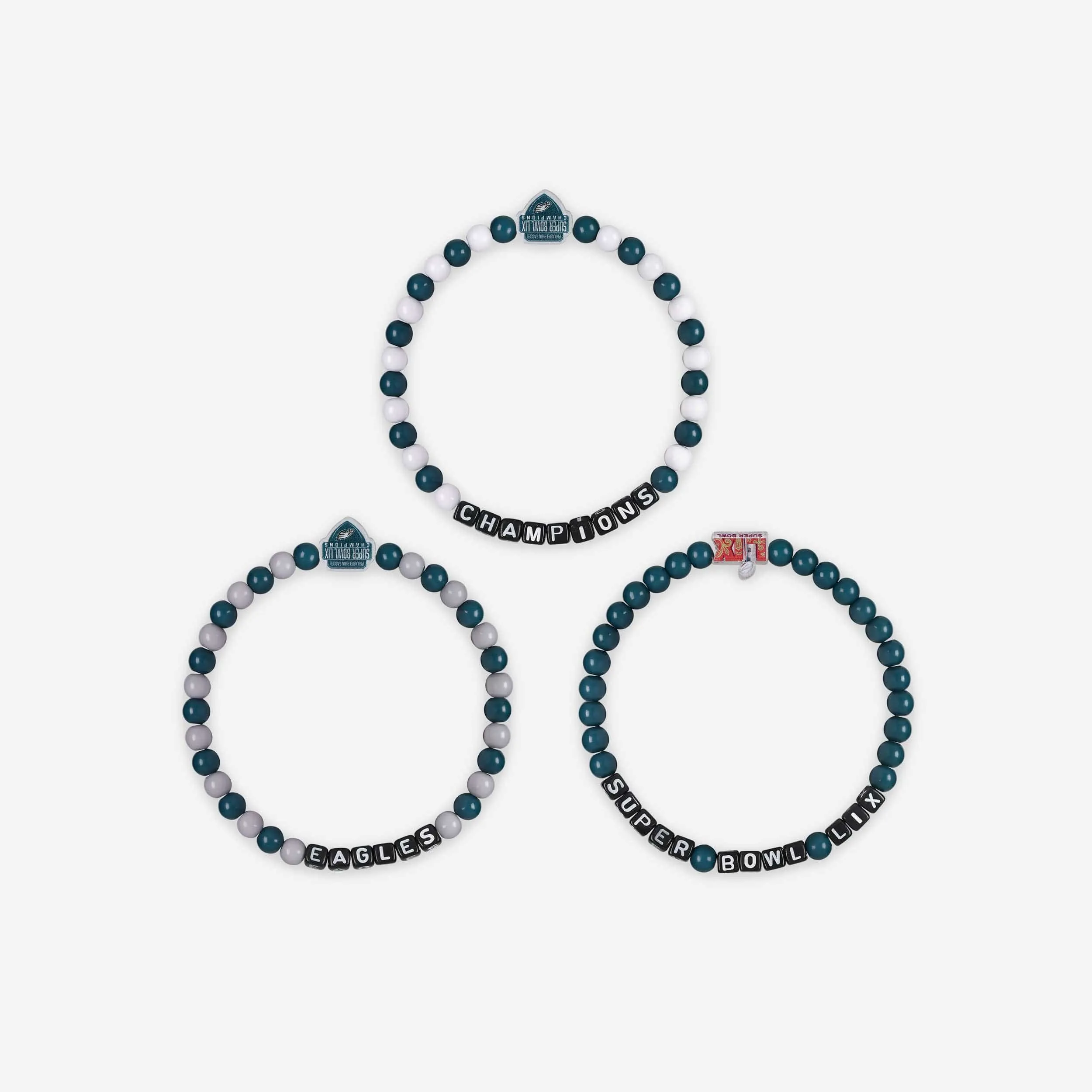 Philadelphia Eagles Super Bowl LIX Champions 3 Pack Beaded Friendship Bracelet