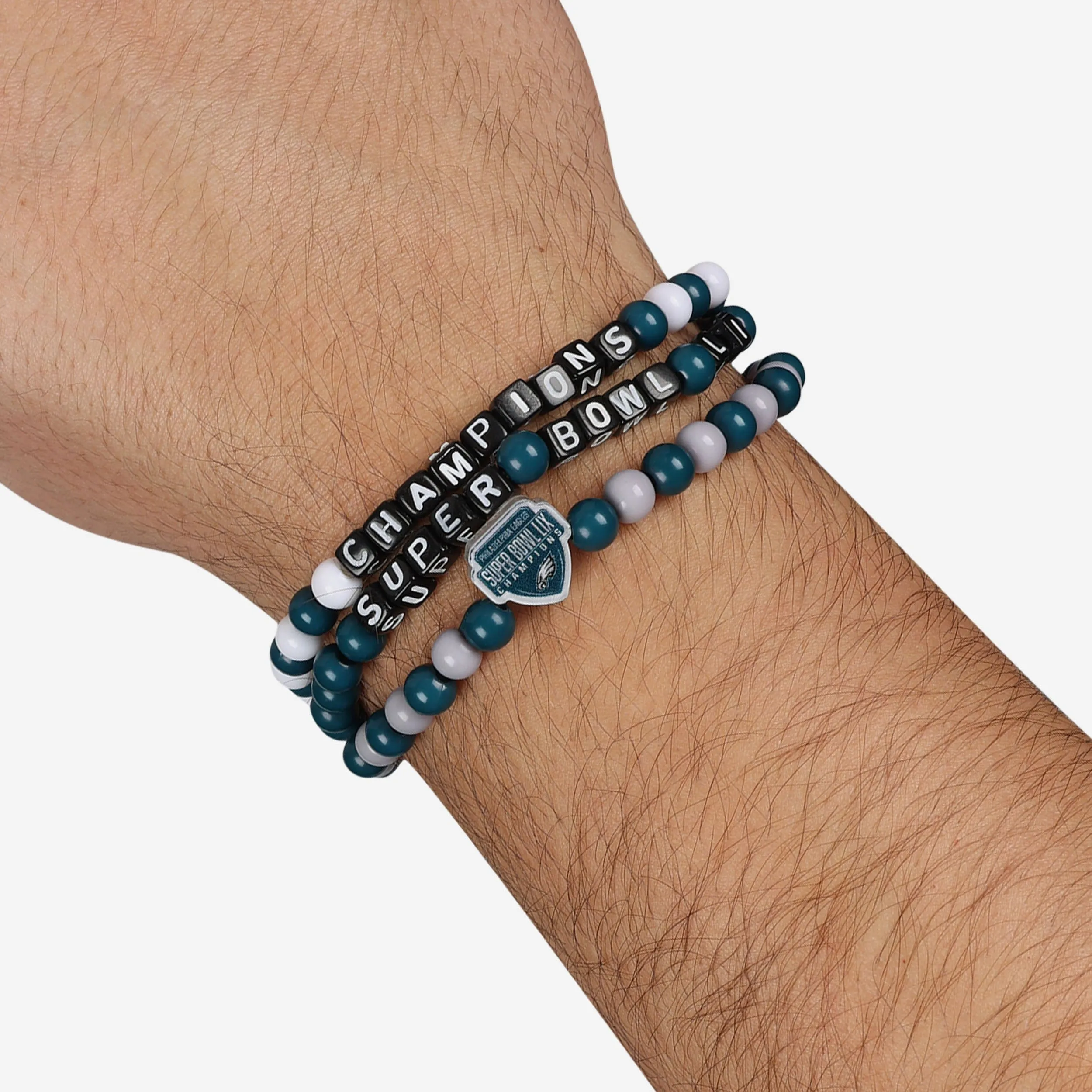 Philadelphia Eagles Super Bowl LIX Champions 3 Pack Beaded Friendship Bracelet