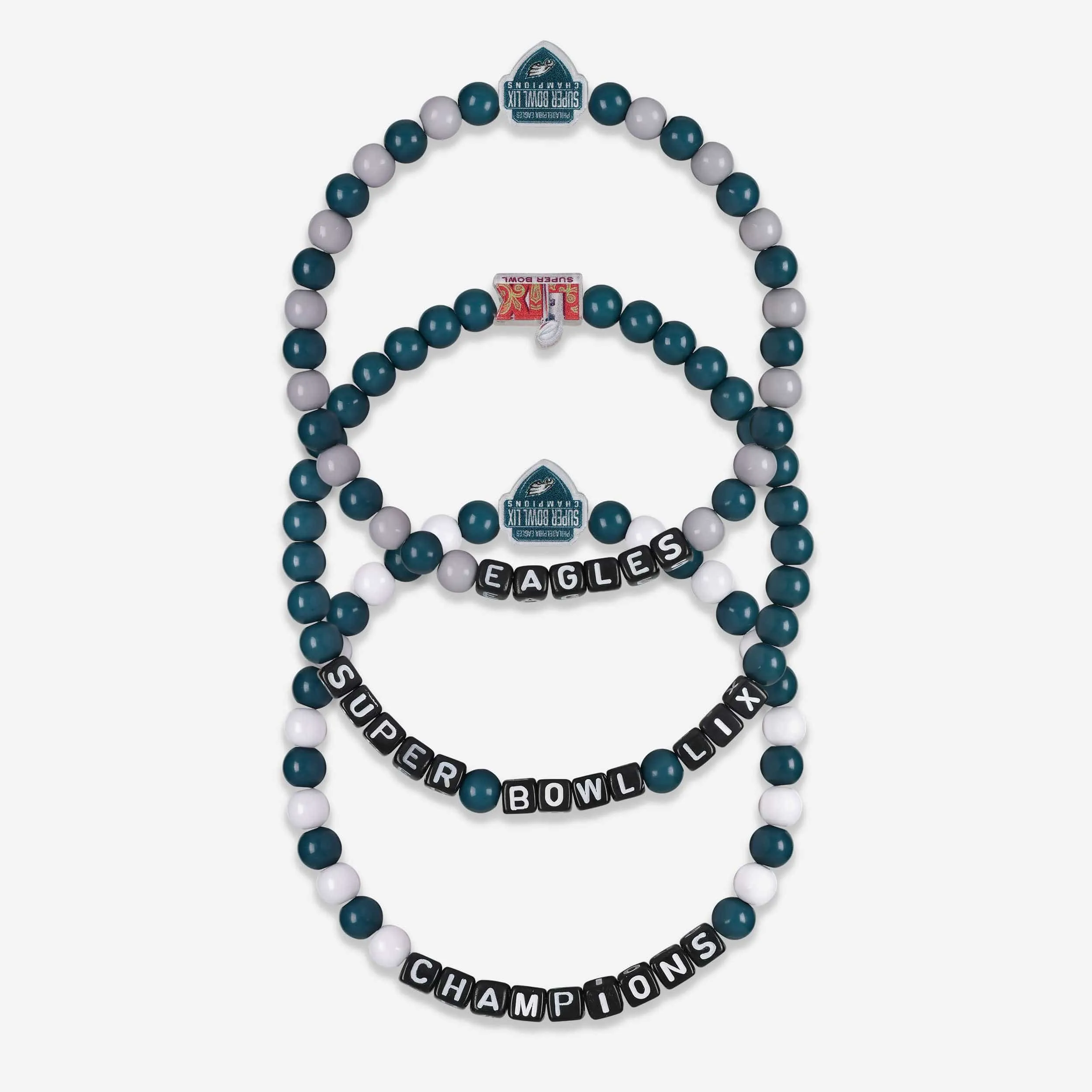 Philadelphia Eagles Super Bowl LIX Champions 3 Pack Beaded Friendship Bracelet