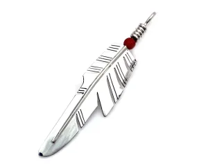 Piked Feather Pendant - Red Coral