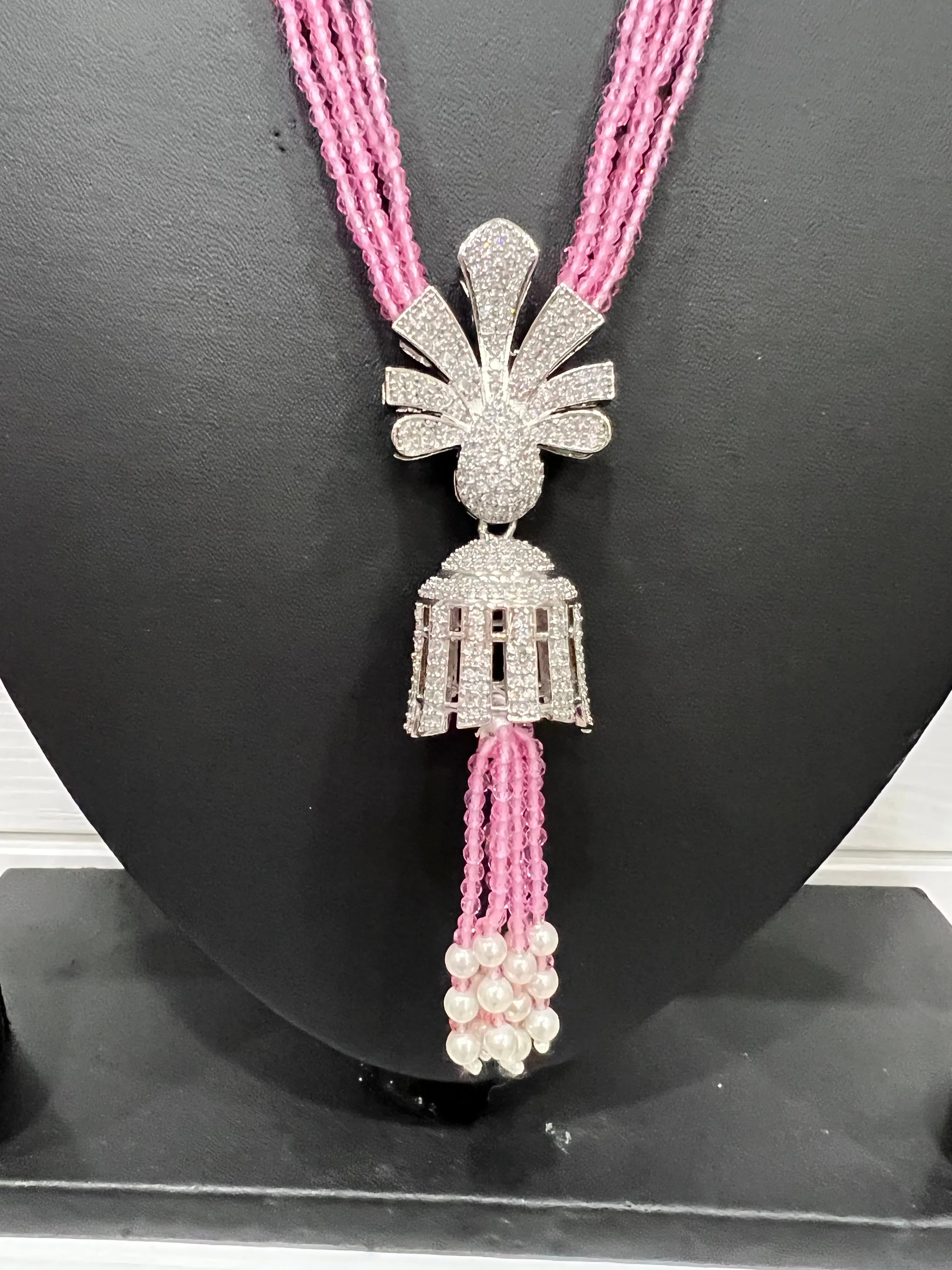 Pink Crystal long  Necklace