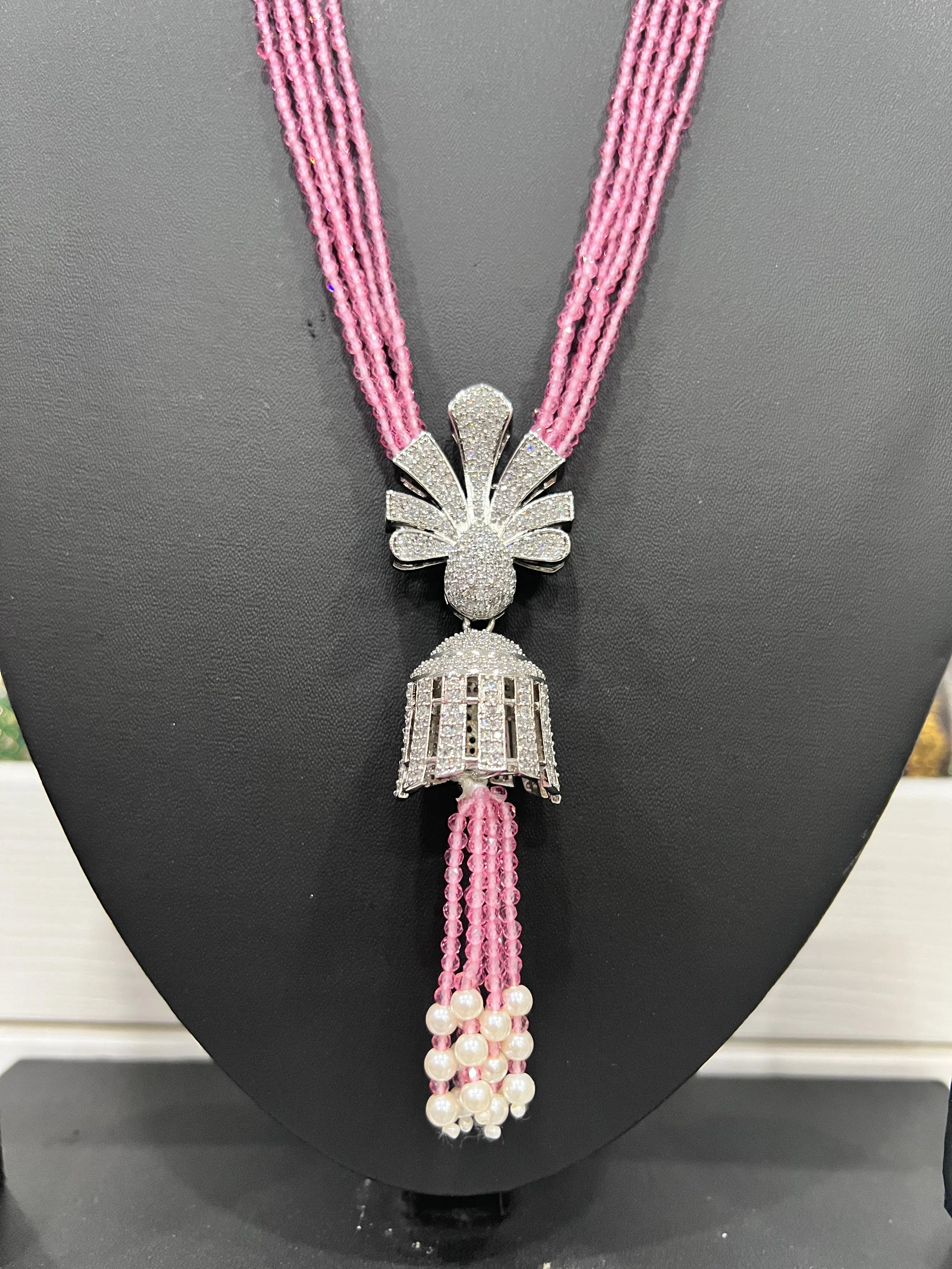Pink Crystal long  Necklace