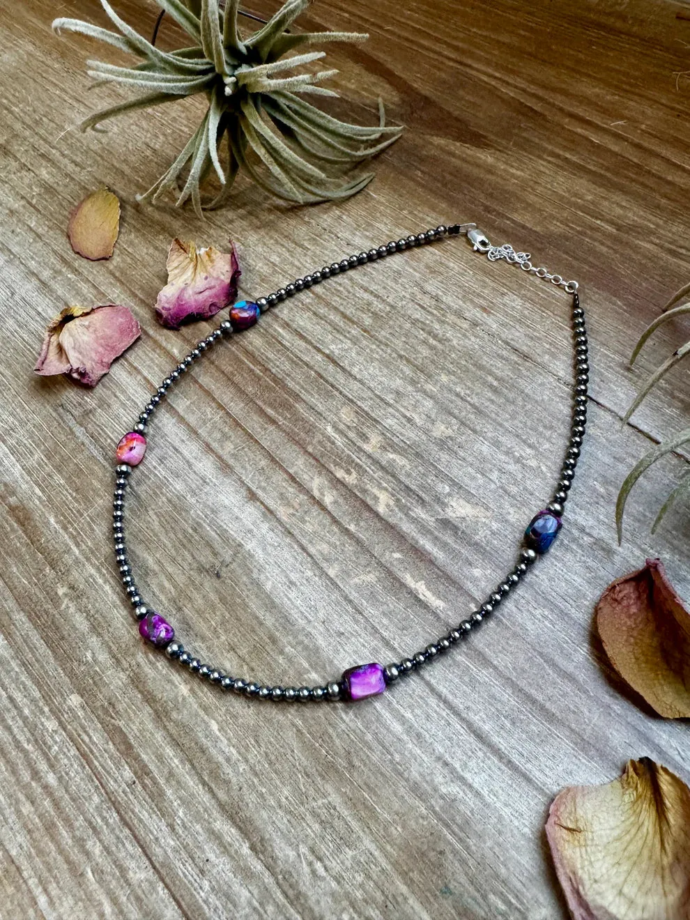 Pink Dye Turquoise SS Pearl Choker
