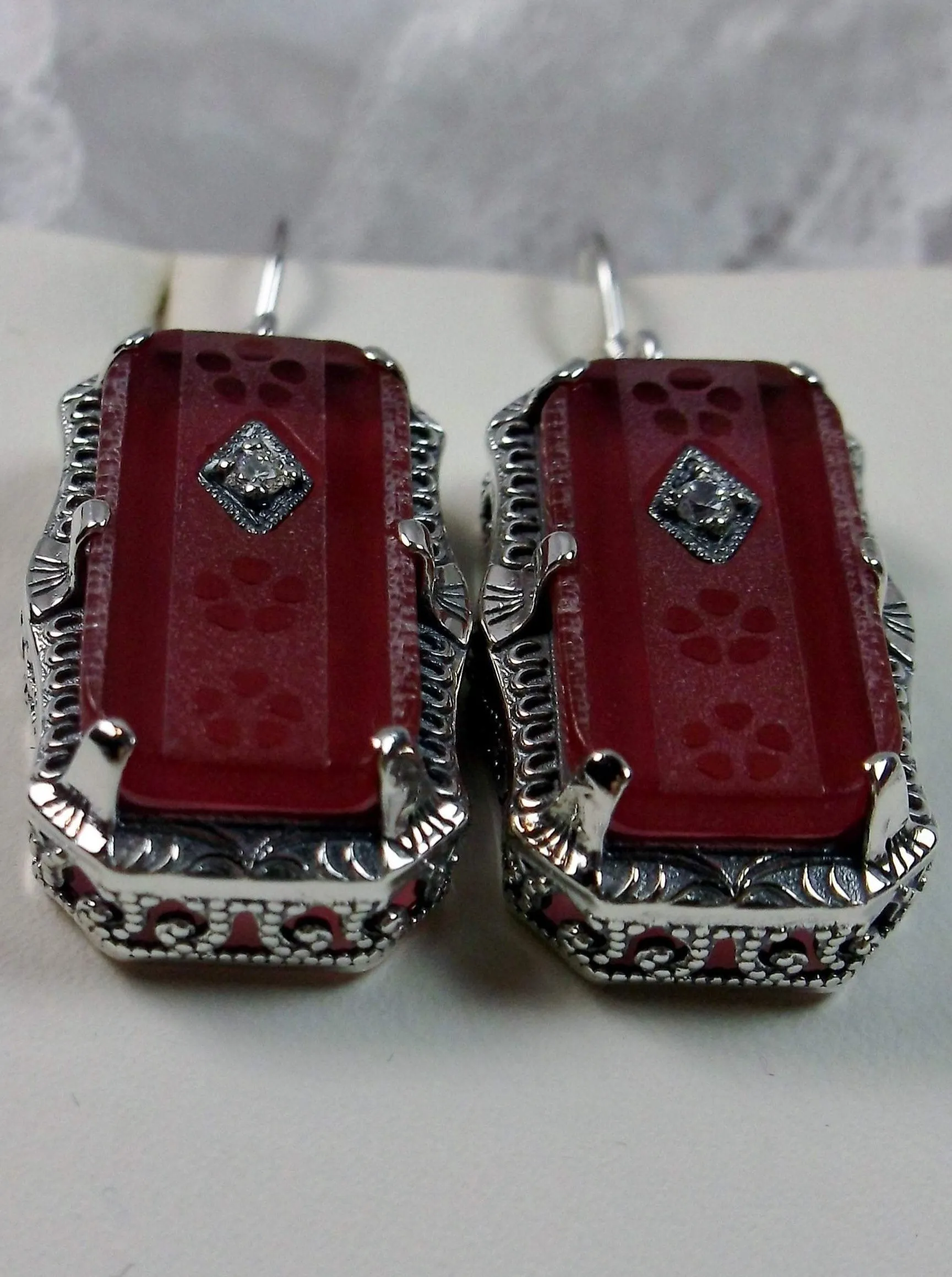 Pink Earrings, Camphor Glass Art Deco Jewelry #E232