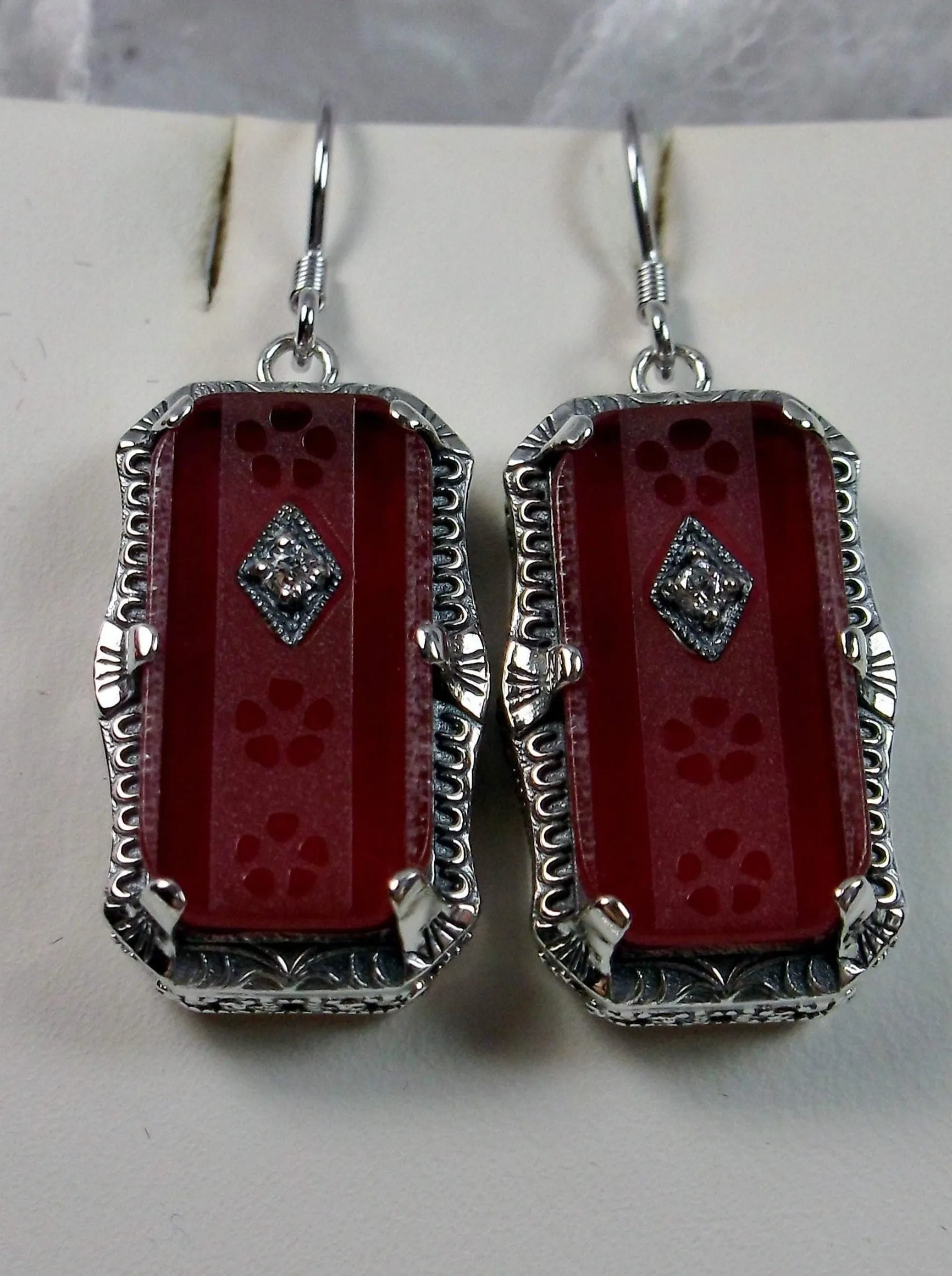 Pink Earrings, Camphor Glass Art Deco Jewelry #E232