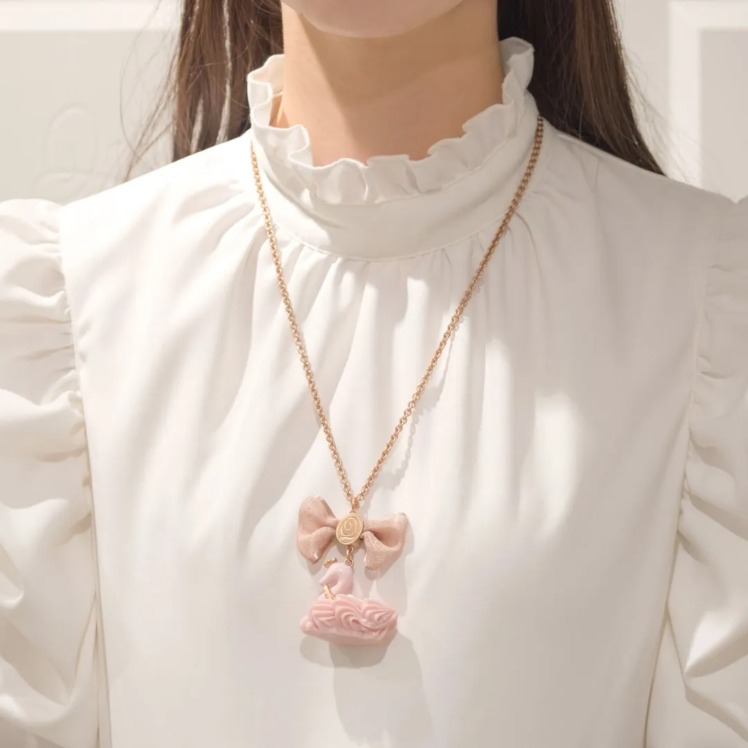 Pink Swan Cream Cake Necklace【Japan Jewelry】