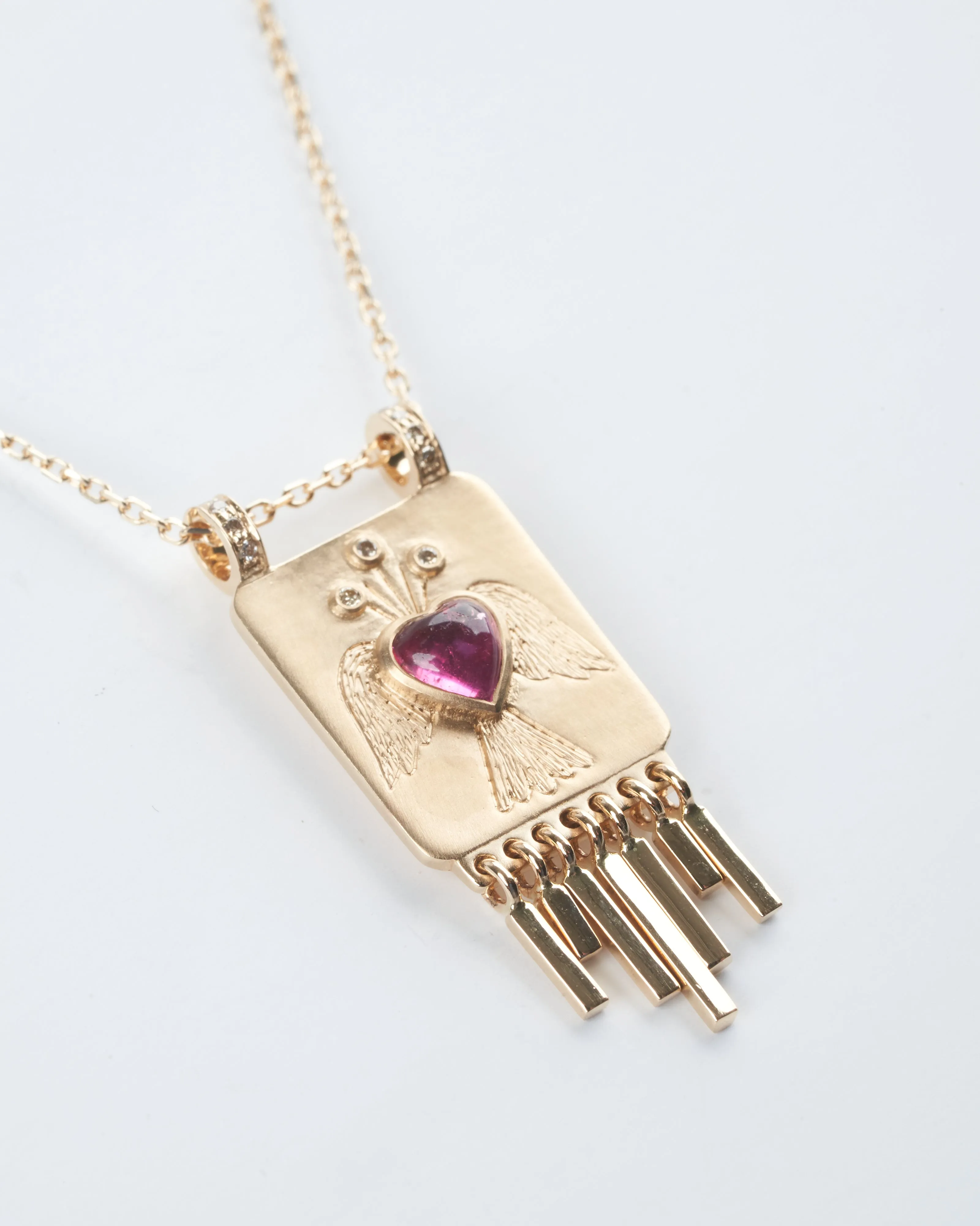 pink tourmaline plate necklace - pink/ gold