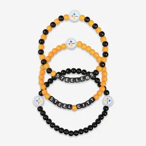 Pittsburgh Steelers 3 Pack Beaded Friendship Bracelet
