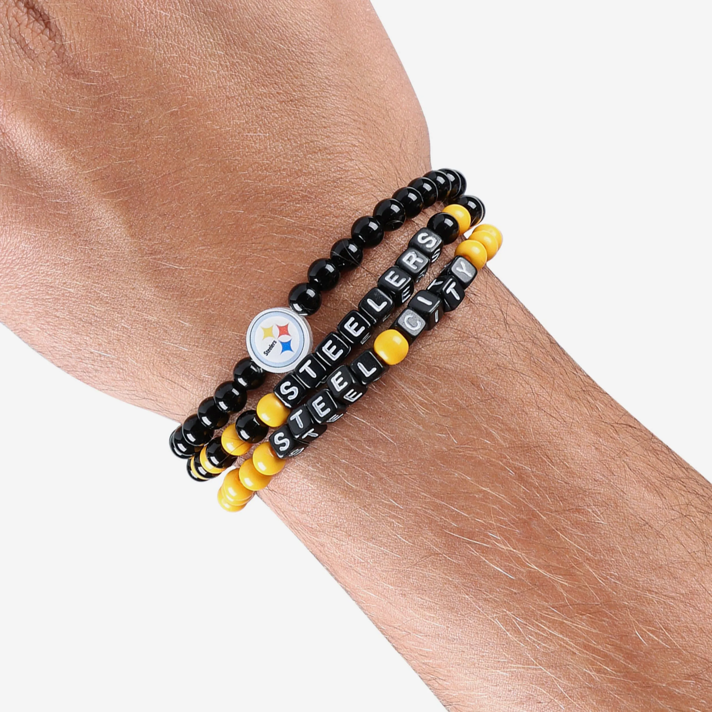 Pittsburgh Steelers 3 Pack Beaded Friendship Bracelet