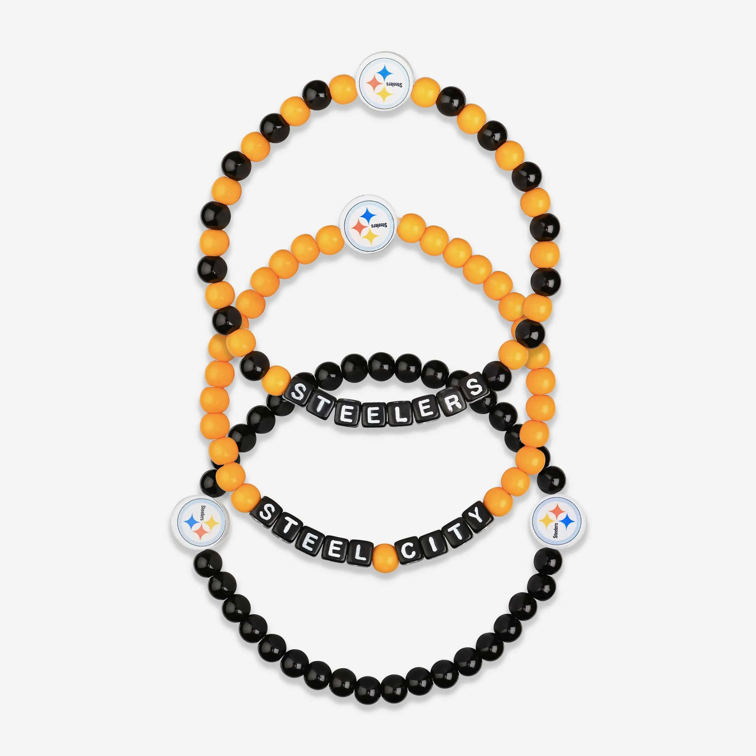 Pittsburgh Steelers 3 Pack Beaded Friendship Bracelet