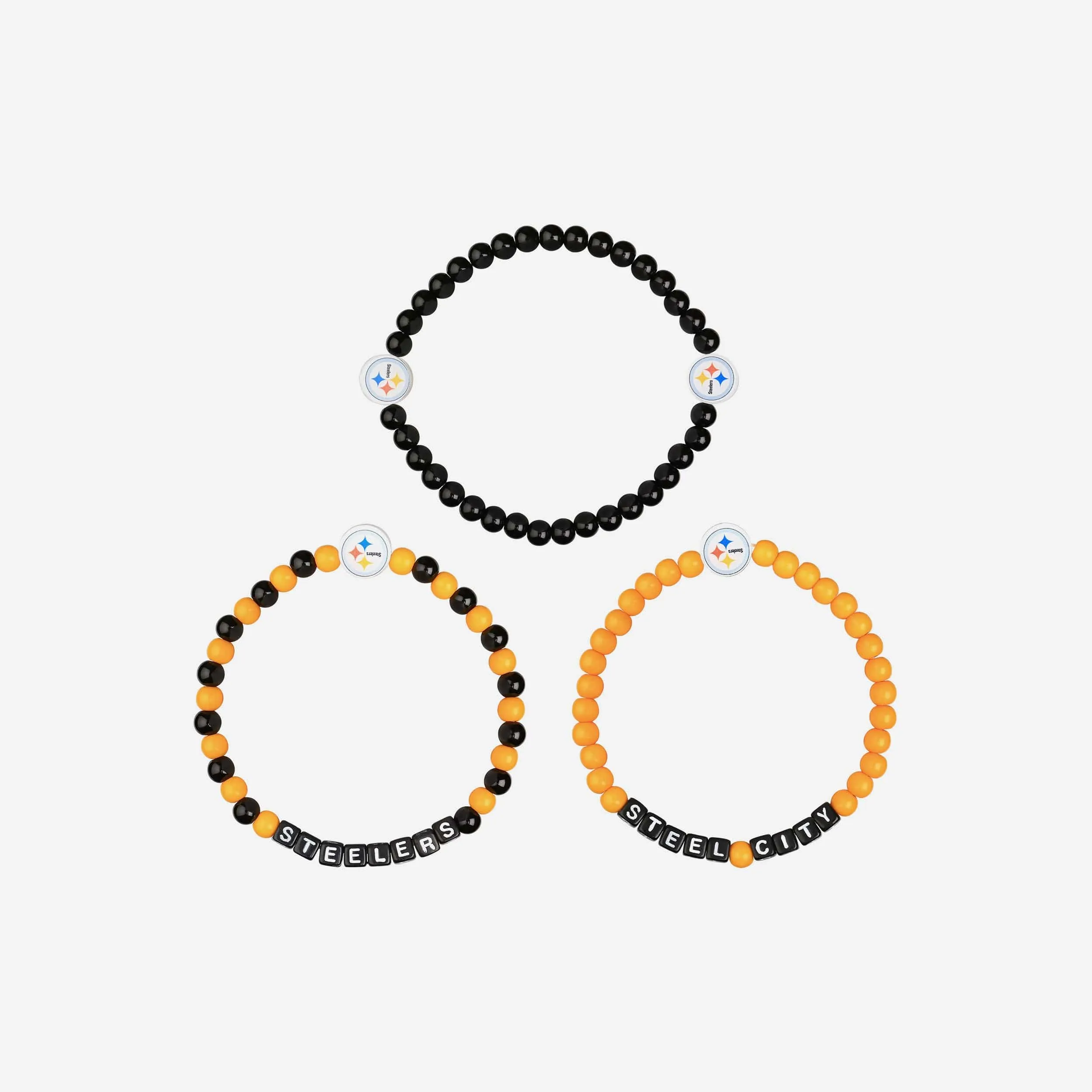 Pittsburgh Steelers 3 Pack Beaded Friendship Bracelet