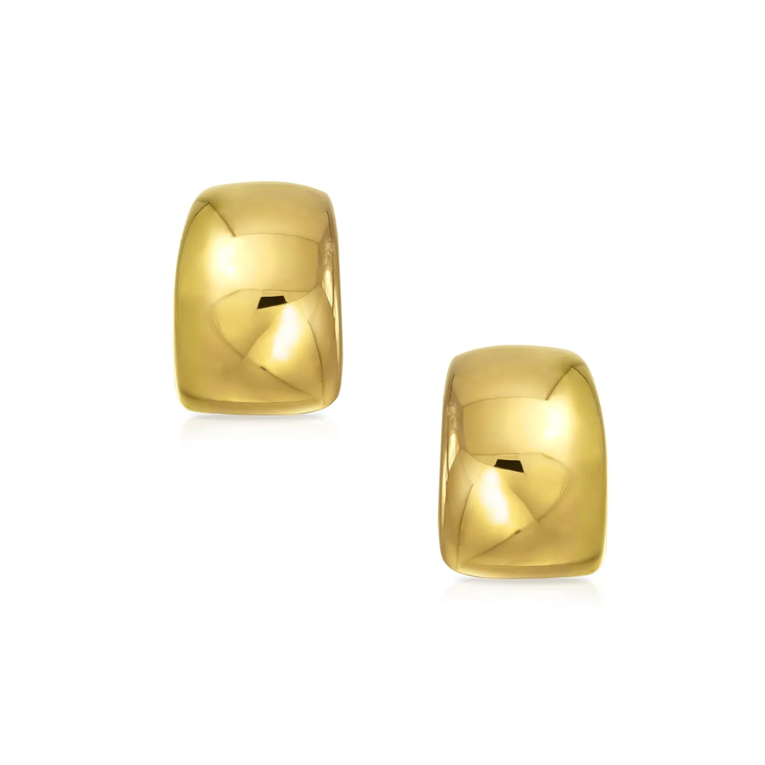 Plain Shrimp Huggie Half Hoop Clip On Earrings Gold Plated For Non Pierced Ears