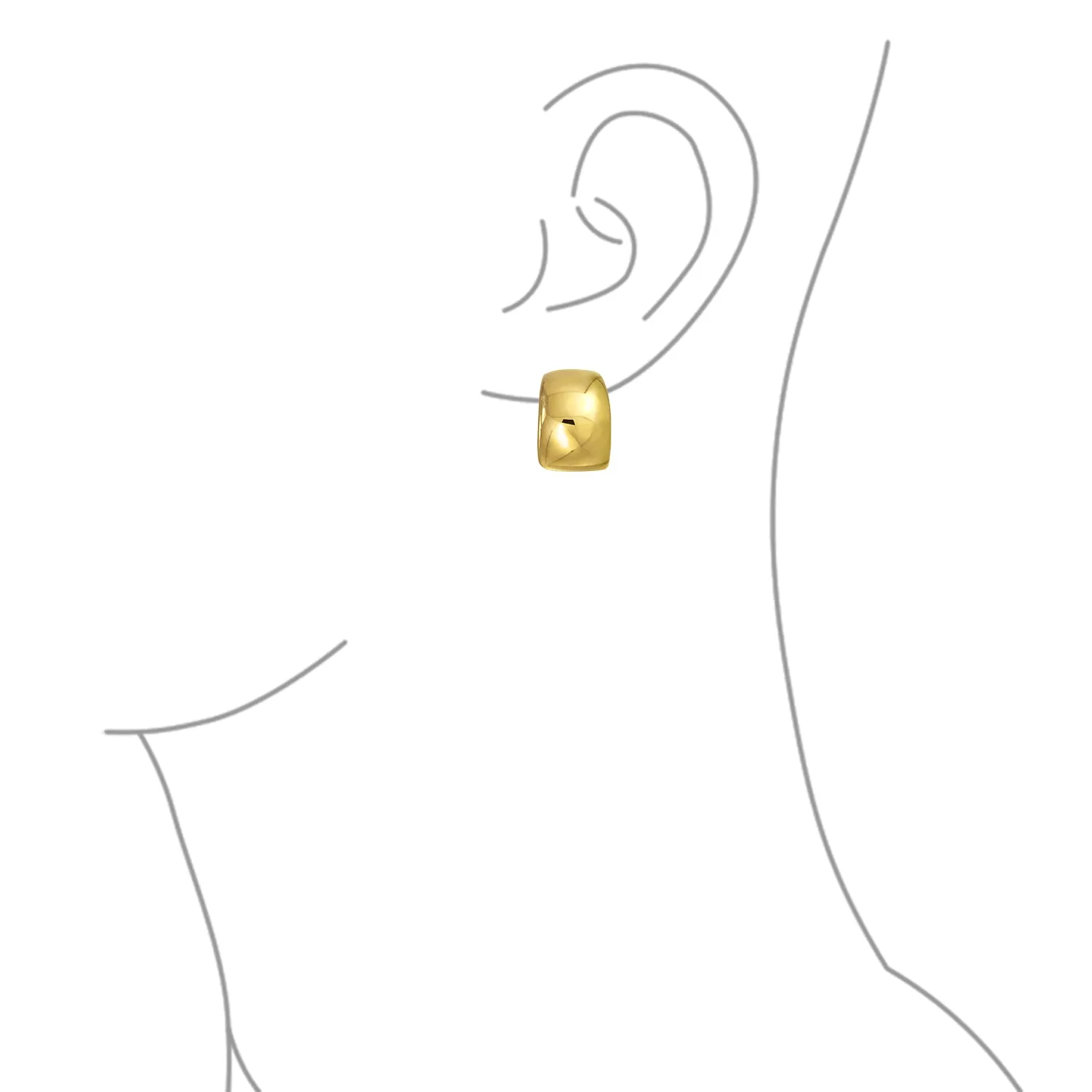 Plain Shrimp Huggie Half Hoop Clip On Earrings Gold Plated For Non Pierced Ears