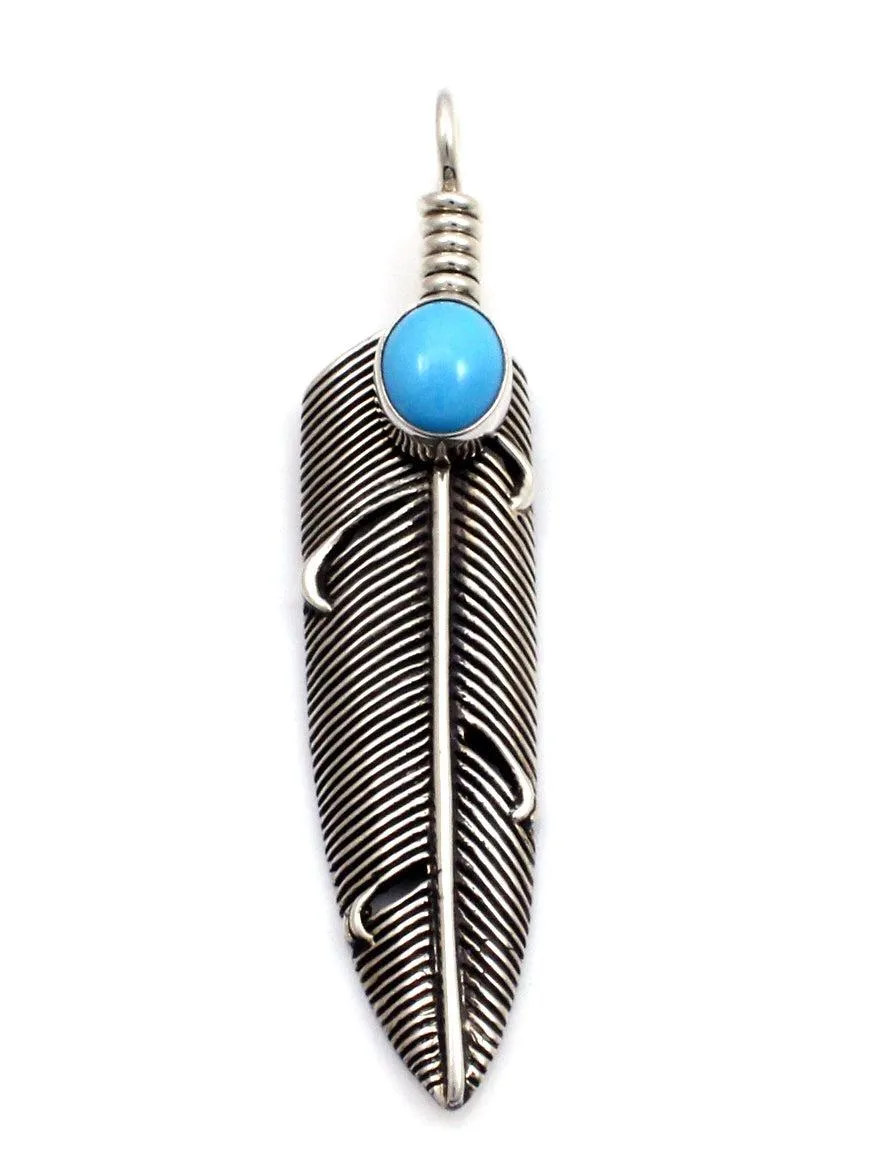 Plume Eagle Feather with Turquoise Pendant
