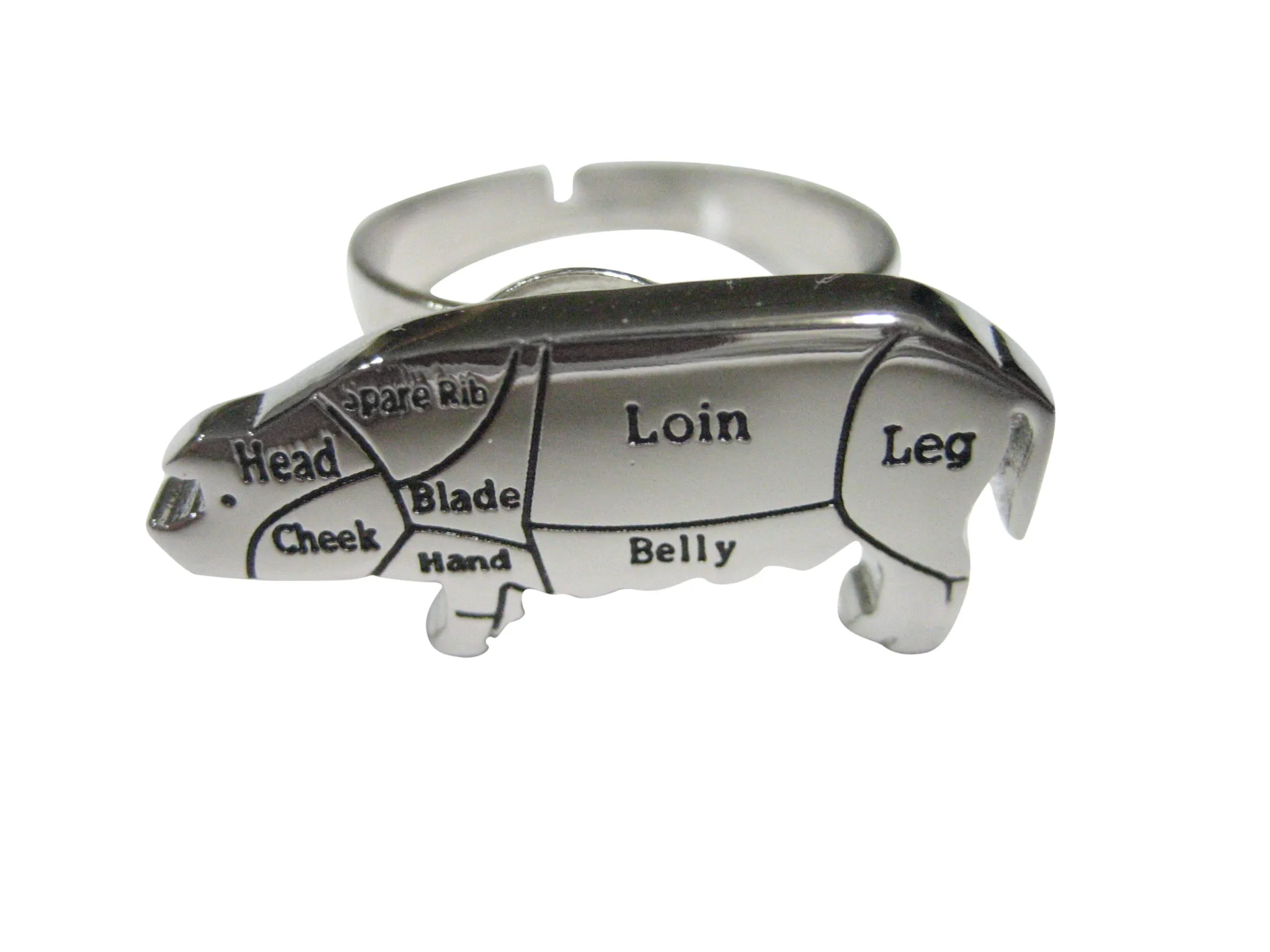 Pork Butchers Cut Adjustable Size Fashion Ring