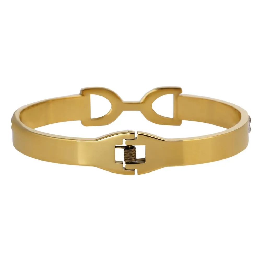 Premium Quality Gold Plated Bracelet with White Stones for Women