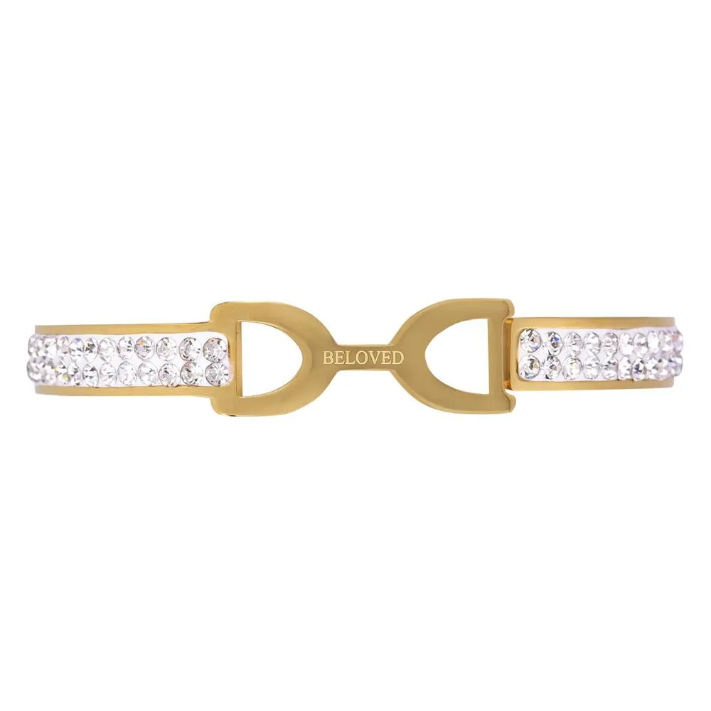 Premium Quality Gold Plated Bracelet with White Stones for Women