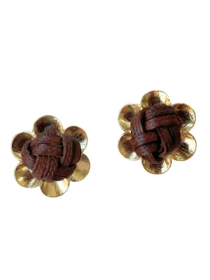 Puce Nao Earrings in Brown Leather