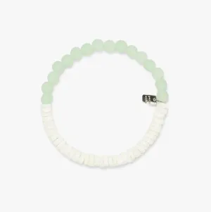 Pura Vida Puka Shell & Frosted Bead Stretch Bracelet Mint Green