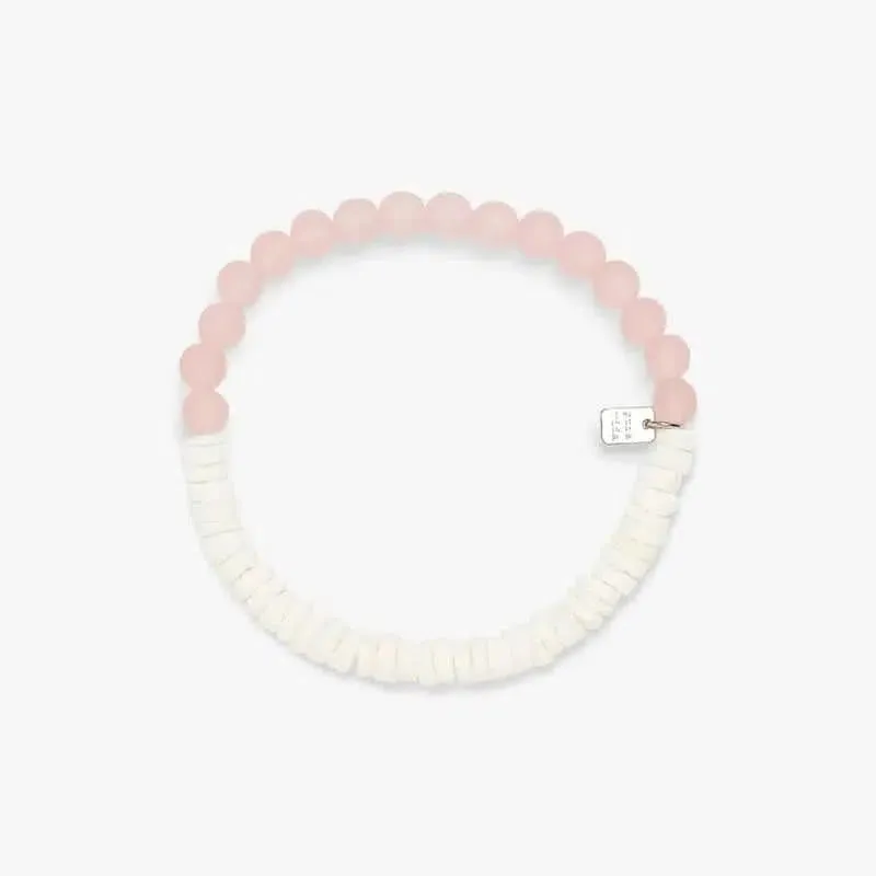 Pura Vida Puka Shell & Frosted Bead Stretch Bracelet Pink