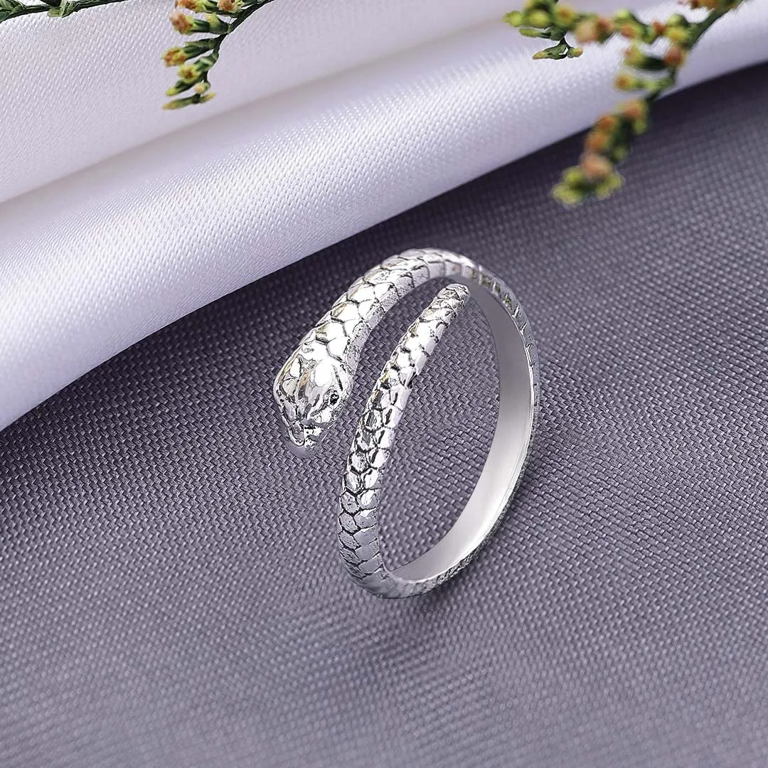 Pure 925 Silver Ring - Ancient Snaky Adjustable Fit
