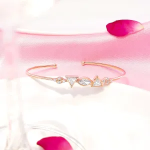 Pure Rose Gold plated Silver Bracelet - Elegance of Multi Shape CZ Stones